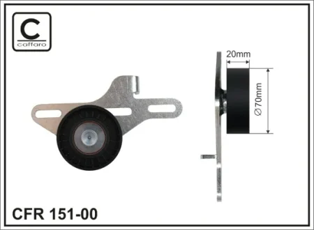Натяжний механізм ремня ГРМ Renault Clio II/Kangoo 1.4/1.6i 08.97- 70x10x20 CAFFARO 15100