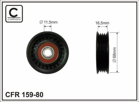 Ролик проміжний поліклинового ремня Lexus IS, Toyota Avensis/Camry/Carina E/Carina II/Celica/Corolla 1.3-2.0D 02.84-10.05 68x12x15,5 CAFFARO 15980