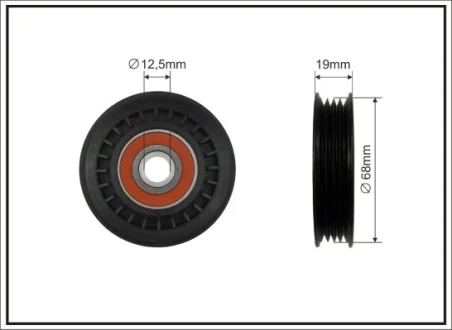Ролик проміжний поліклинового ремня Lexus IS, Toyota Avensis/Camry/Carina E/Carina II/Celica/Corolla 1.3-2.0D 02.84-10.05 68x12x15,5 CAFFARO 15980