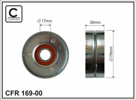 Ролик натяжного механізму поліклинового ремня Volvo S40 I/V40 1.6-2.0 07.95-06.04 76x17x26 CAFFARO 16900