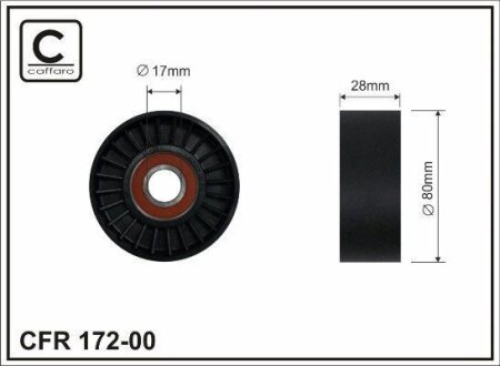 Ролик проміжний поліклинового ремня BMW 5 E39/X5 E53 3.5/4.4/4.6 03.96-12.03 80x17x28 CAFFARO 17200