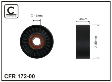 Ролик проміжний поліклинового ремня BMW 5 E39/X5 E53 3.5/4.4/4.6 03.96-12.03 80x17x28 CAFFARO 17200