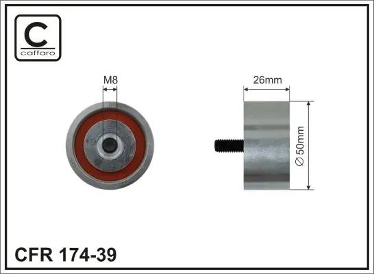 Ролик проміжний поліклинового ремня Volvo S40 I/V40, MitsubishiI Carisma, Renault Clio II/Espace III/Laguna I/Megane I/Scenic I 1.9D/2.0 03.95- 51x8x26 CAFFARO 17439 (фото 1)