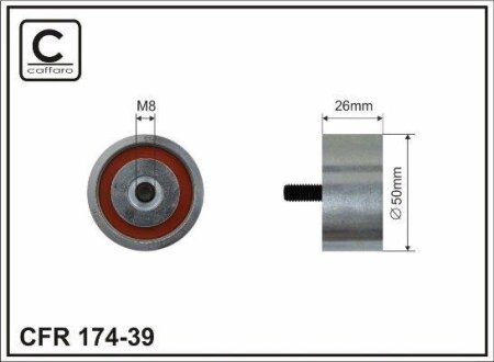 Ролик проміжний поліклинового ремня Volvo S40 I/V40, MitsubishiI Carisma, Renault Clio II/Espace III/Laguna I/Megane I/Scenic I 1.9D/2.0 03.95- 51x8x26 CAFFARO 17439