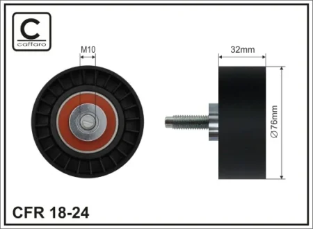 Ролик проміжний ремня ГРМ Chrysler Voyager IV, Jeep Cherokee, LDV Maxus 2.5D/2.8D/CRDI 02.00-12.12 76x10x32 CAFFARO 1824