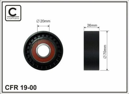 Ролик проміжний поліклинового ремня Alfa Romeo 155/164/GTV/Spider 2.0/2.5/3.0 03.92-04.05 70x20x26 CAFFARO 1900