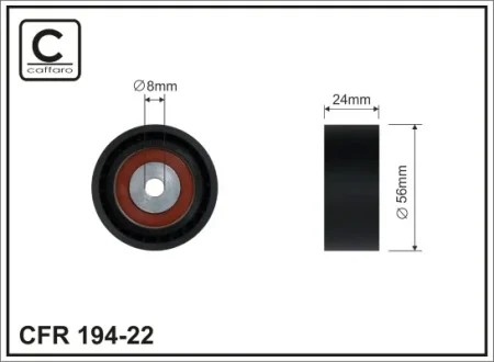 Ролик проміжний поліклинового ремня Renault Clio II/Kangoo/Twingo 1.2 05.96- 55x8x24 CAFFARO 19422