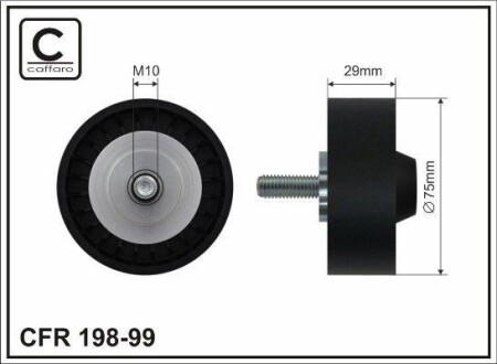 Ролик проміжний поліклинового ремня VW Phaeton 3.2 04.02-11.08 75x10x29 CAFFARO 19899