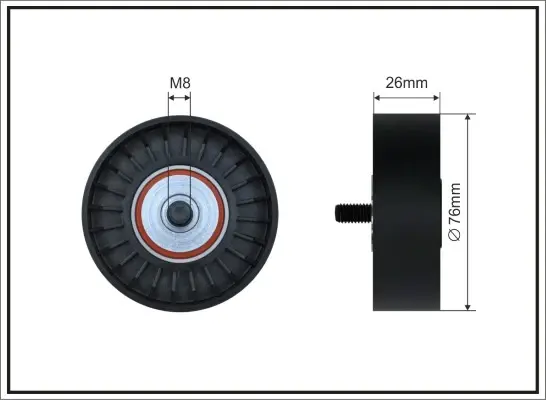 Ролик натяжного механізму поліклинового ремня BMW 7 E32/8 E31 5.0/5.4/5.6 09.87-12.99 76x8x26 CAFFARO 20098 (фото 1)