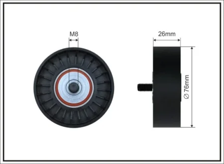Ролик натяжного механізму поліклинового ремня BMW 7 E32/8 E31 5.0/5.4/5.6 09.87-12.99 76x8x26 CAFFARO 20098