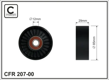 Ролик проміжний поліклинового ремня Nissan NP300/NP300 Navara/Pathfinder III 2.5D 03.02- 85x12x29 CAFFARO 20700