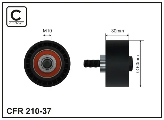 Ролик проміжний ремня ГРМ Citroen C4/Grand Picasso/I/C4 I/C5/I/II/III/C8/Evasion/Jumpy/Xsara, Fiat Scudo/Ulysse 1.8-2.2 01.99- 60x10x30 CAFFARO 21037 (фото 1)