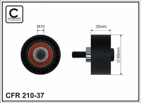 Ролик проміжний ремня ГРМ Citroen C4/Grand Picasso/I/C4 I/C5/I/II/III/C8/Evasion/Jumpy/Xsara, Fiat Scudo/Ulysse 1.8-2.2 01.99- 60x10x30 CAFFARO 21037