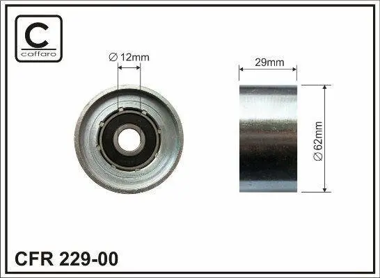 Ролик проміжний ремня ГРМ Toyota Avensis/Camry/Carina/E/II/Corolla/FX/Liteace/Picnic 1.8D/2.0D/2.2D 04.82-02.03 62x12x29 CAFFARO 22900 (фото 1)