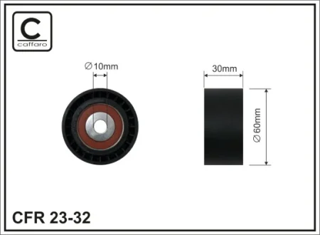 Ролик проміжний ремня ГРМ Citroen Berlingo/C1/C2/C3 I/II/Picasso/C4/Grand Picasso, Volvo C30/S40 II/S80 II/V50/V70 III 1.4D/1.6D/1.9D 09.01- 60x10x30 CAFFARO 2332