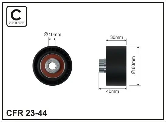 Ролик проміжний ремня ГРМ Citroen Berlingo/C1/C4 I/C5/I/Evasion/Jumpy/Xsara/Picasso, Fiat Scudo/Ulysse, Lancia Zeta, Peugeot 206/SW/306/307/SW 1.9D/2.0D 06.96 60x10x30 CAFFARO 2344 (фото 1)