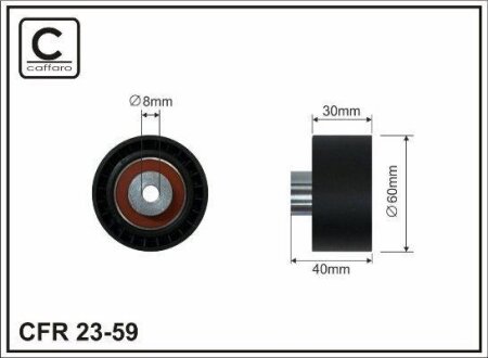 Ролик проміжний ремня ГРМ Citroen C2/C3 I/C4/I, Peugeot 1007/206/SW/207/307/SW 1.4 10.03- 60x8x30 CAFFARO 2359