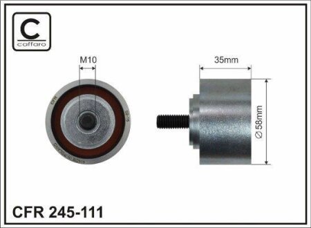 Ролик проміжний ремня ГРМ Chrysler PT Cruiser/Sebring/Stratus/Voyager III/IV, Dodge Caravan/Stratus, Jeep Cherokee/Wrangler II 2.4 01.95-12.10 58x10x35 CAFFARO 245111