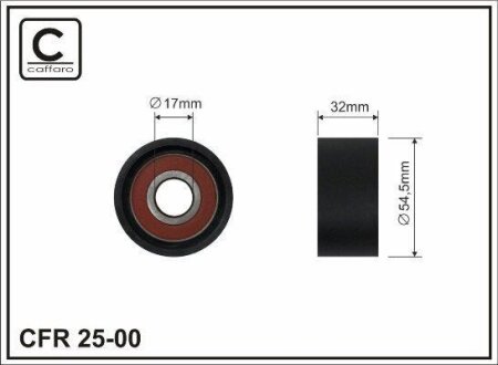 Ролик проміжний ремня ГРМ Renault Clio II/Espace III/Laguna I/Megane I/Scenic I 1.8/2.0 04.98- 54,5x17x32 CAFFARO 2500