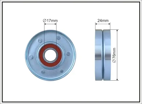 Ролик натяжного механізму поліклинового ремня Volvo 850/S70/80 I/V70 I/II 2.5D 08.95-08.07 76x17x24 CAFFARO 25300 (фото 1)