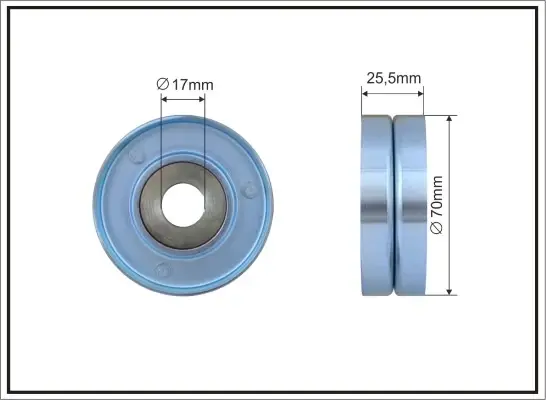 Ролик проміжний поліклинового ремня BMW 3 E46/5 E39/7 E38, Opel Omega B 2.5D/3.0D 08.98-02.05 70x17x25,5 CAFFARO 255-00 (фото 1)