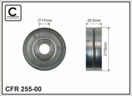 Ролик проміжний поліклинового ремня BMW 3 E46/5 E39/7 E38, Opel Omega B 2.5D/3.0D 08.98-02.05 70x17x25,5 CAFFARO 255-00