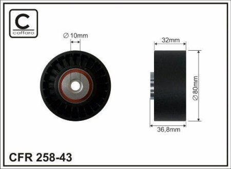 Ролик проміжний поліклинового ремня Mercedes E W124/S C140/W140/W124 4.2/5.0/6.0 01.91-12.99 80x10x32 CAFFARO 25843