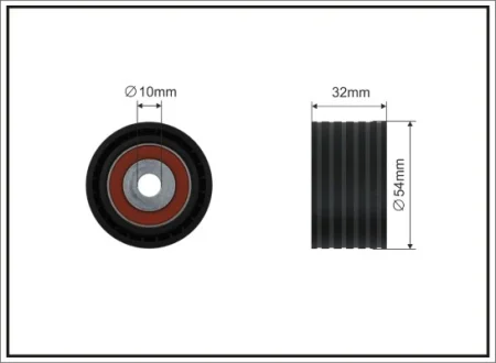 Ролик проміжний ремня ГРМ Dacia Duster/Logan/II/MCV/Sandero, Nissan Kubistar, Renault Clio/II/III/Fluence/Grand Scenic II/III 1.4-1.6LPG 11.97- 54x10x32 CAFFARO 2626