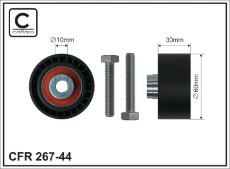 Ролик проміжний ремня ГРМ Citroen AX/Evasion/Saxo/Xantia/XM/Xsara/ZX, Fiat Ulysse, Lancia Zeta, Nissan Micra II, Peugeot 106 I/II/306/406/605/806 1.4D-2.1D 09.88-03.05 96- 60x10x30 CAFFARO 26744