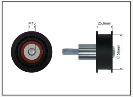 Ролик проміжний ремня ГРМ Audi A2, Seat Altea/XL/Arosa/Cordoba/Vario/Ibiza II/III/IV/IV ST/Inca/Leon/Toledo II/III 1.4/1.4LPG/1.6 10.97- 56x10x22 CAFFARO 27-48
