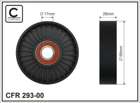 Ролик натяжного механізму поліклинового ремня Kia Carnival I/II 2.5 08.99-06.06 95x17x26 CAFFARO 29300