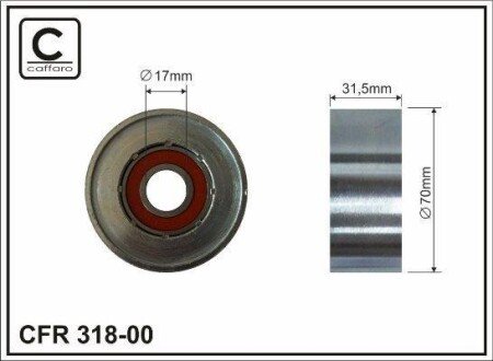 Ролик натяжного механізму поліклинового ремня Toyota Avensis/Verso/Camry/Previa/RAV 4 II/III 2.0/2.4 02.00-12.13 70x17x31,5 CAFFARO 31800