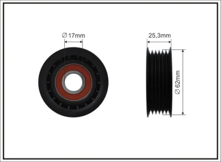 Ролик натяжного механізму поліклинового ремня Seat Toledo II, VW Bora/Golf IV 2.3 08.97-06.06 64x17x22,5 CAFFARO 32400