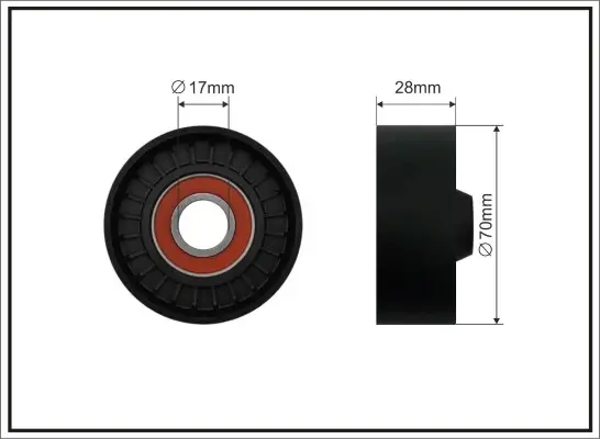 Ролик проміжний поліклинового ремня Lexus IS II, Toyota Auris/Avensis/Corolla/Verso/Rav 4 III/IV 2.0D/2.2D 07.05- 70x17x28 CAFFARO 33900 (фото 1)