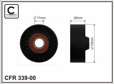 Ролик проміжний поліклинового ремня Lexus IS II, Toyota Auris/Avensis/Corolla/Verso/Rav 4 III/IV 2.0D/2.2D 07.05- 70x17x28 CAFFARO 33900