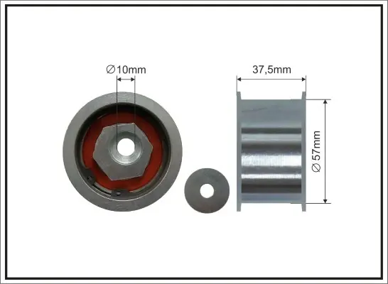 Ролик проміжний ремня ГРМ Opel Calibra A/Omega B/Sintra/Vectra A/B, Saab 900 II/9000, 9-5 2.5-3.2 02.93-12.09 57x10x32 CAFFARO 34499 (фото 1)