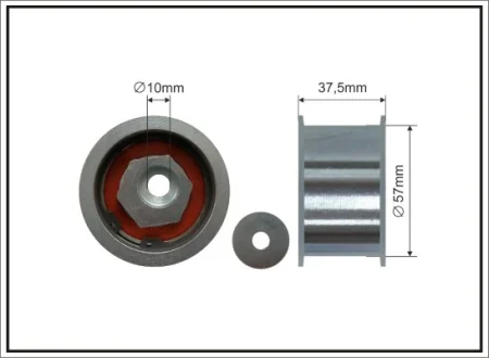 Ролик проміжний ремня ГРМ Opel Calibra A/Omega B/Sintra/Vectra A/B, Saab 900 II/9000, 9-5 2.5-3.2 02.93-12.09 57x10x32 CAFFARO 34499