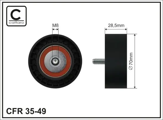 Ролик натяжного механізму поліклинового ремня BMW 5 E34/E39/7 E32/E38/8 E31 3.0-4.4 04.92-12.03 70,5x9x28,5 CAFFARO 3549 (фото 1)
