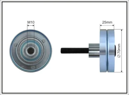 Ролик проміжний поліклинового ремня Seat Alhambra/Ibiza IV/IV ST, Skoda Fabia II, VW Beetle/Eos/Golf Plus/V/VI/Jetta III/IV/Scirocco/Sharan 1.4/1.4CNG/1.4H 11.05- 70x10x25 CAFFARO 35955