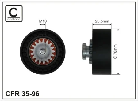 Ролик натяжного механізму поліклинового ремня Cirtoen C15 1.8D/1.9D 07.86-12.05 70x10x28 CAFFARO 3596