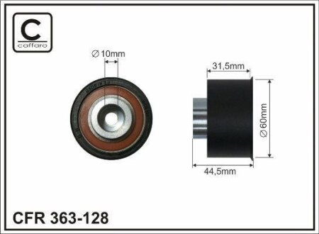 Ролик проміжний ремня ГРМ Ford Probe II, Mazda 323 F V/626 IV/MX-3/MX-6/Xedos 6/9 1.8-2.5 01.92-09.02 60x10x33 CAFFARO 363128