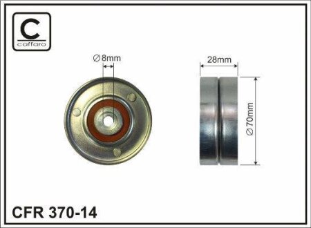 Ролик проміжний поліклинового ремня Seat Arosa, Skoda Favorit/Felicia I/II/Octavia I, VW Caddy II/Lupo/Polo 1.0-1.9D 12.92-07.05 70x8x28 CAFFARO 37014