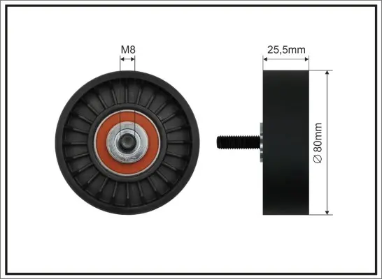 Ролик натяжного механізму поліклинового ремня Mercedes 190 W201 2.3/2.5 04.84-08.93 80x8x25 CAFFARO 3797 (фото 1)