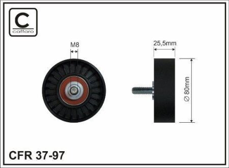 Ролик натяжного механізму поліклинового ремня Mercedes 190 W201 2.3/2.5 04.84-08.93 80x8x25 CAFFARO 3797