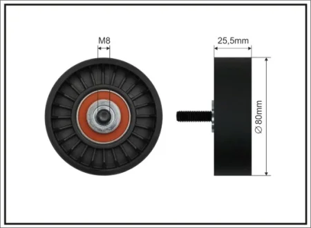 Ролик натяжного механізму поліклинового ремня Mercedes 190 W201 2.3/2.5 04.84-08.93 80x8x25 CAFFARO 3797