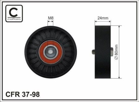 Ролик проміжний поліклинового ремня Saab 900/9000 2.0-2.3 85-98 80x17x24 CAFFARO 3798