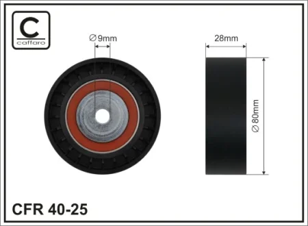 Ролик проміжний поліклинового ремня BMW 5 E34/E39/7 E32/E38/8 E31 3.0/4.0/4.4 04.92-12.03 80x9x28 CAFFARO 4025