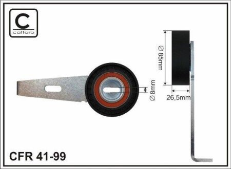 Ролик натяжного механізму поліклинового ремня Citroen Berlingo/Jumpy/Xsara, Fiat Scudo, Peugeot 206/306/Expert/Partner 1.9D 06.96-12.15 85x8x26,5 CAFFARO 4199