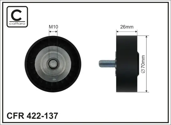 Ролик проміжний поліклинового ремня BMW 5 E60/E61/6 E63/E64/7 E65/E66/E67/X5 E53, Ssang Yong Actyon I/Sports I/Kyron/Rexton/II/Rodius 2.0D-4.8 07.01- 70x10x26 CAFFARO 422137 (фото 1)