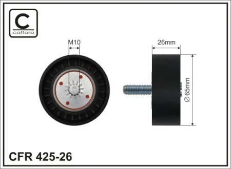 Ролик проміжний ремня ГРМ Chevrolet Captiva/Cruze/Epica/Lacetti/Nubira, Opel Antara 2.0D 01.05- 65x10x26 CAFFARO 425-26